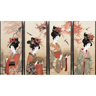 Tranh dán tường nhà hàng, quán ăn Nhật Bản, in tranh dán tường theo yêu cầu - FG13323742