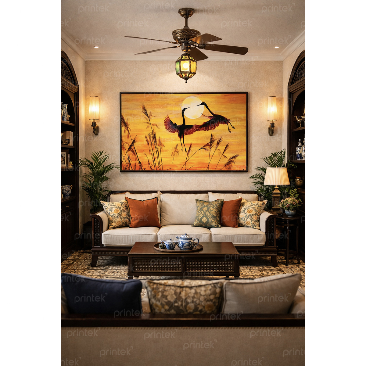 Tranh đôi chim uyên ương dưới hoàng hôn  – MS017