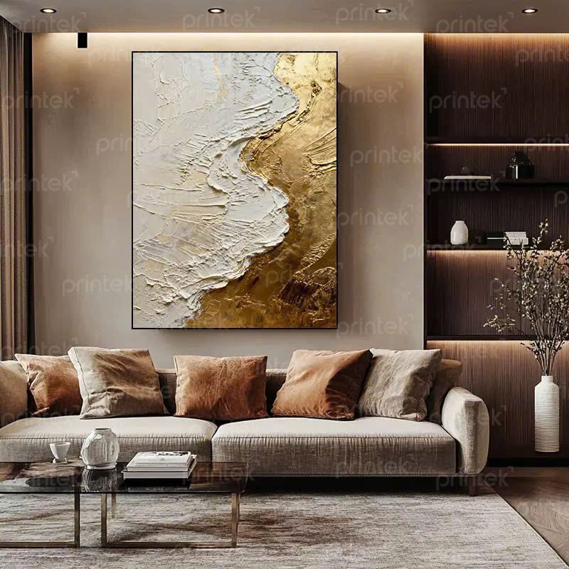 Tranh trừu tượng treo phòng khách, xưởng tranh canvas in theo yêu cầu - PT09023