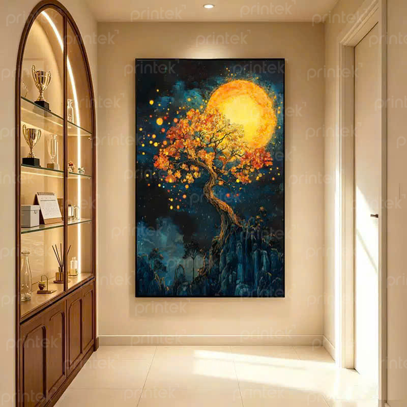 Tranh canvas treo phòng khách, xưởng in theo yêu cầu Printek, thi công trọn gói - PT09002