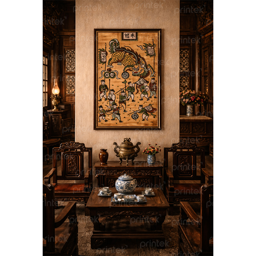 Tranh dân gian Đông Hồ Múa lân - TP90065