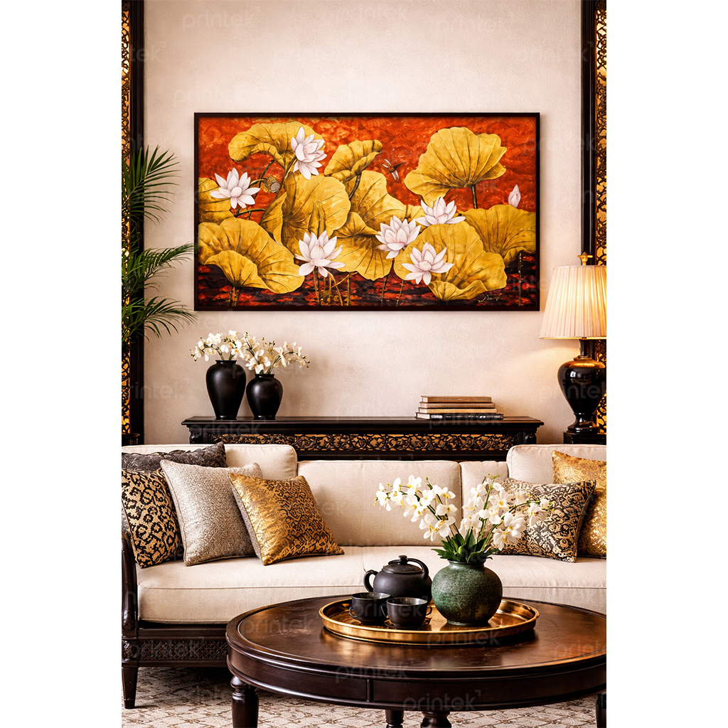 Tranh hoa sen, đã có khung – M4910