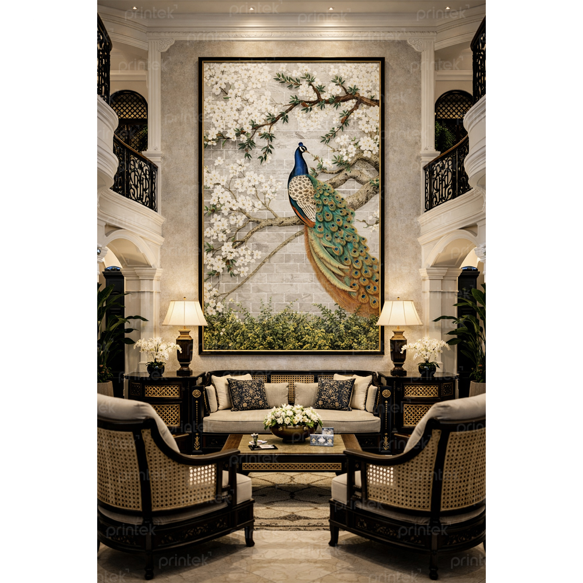 Tranh chim công đã có khung - ADB1332251