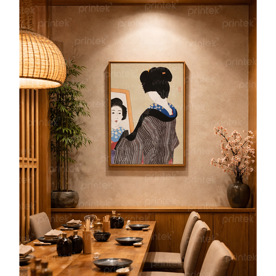 Tranh cô gái mặc kimono, trang trí nhà hàng, quán ăn Nhật Bản - TB13323214