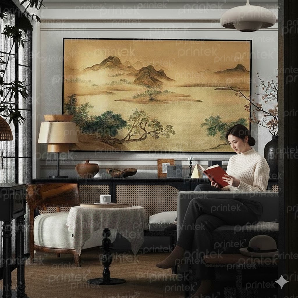 Tranh thủy mặc trang trí phòng khách, phòng trà  - TT146715