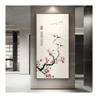 Tranh hoa đào chim hạc trắng - TB13323564