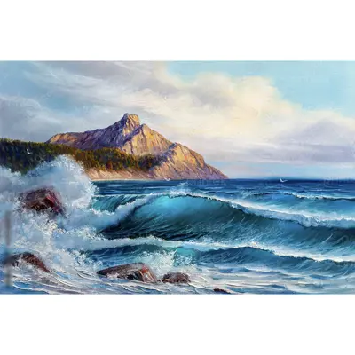 Tranh phong cảnh sóng biển, đã có khung - ADB1332278