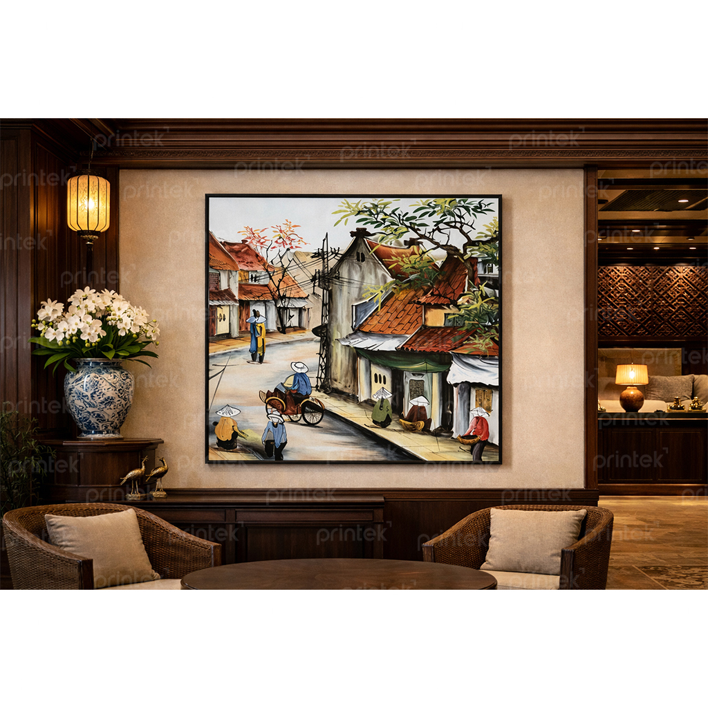 Tranh phố cổ Hà Nội, đã có khung – MS4392