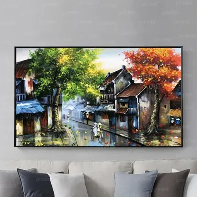 Tranh canvas Hà Nội xưa, đã có khung – MS4414