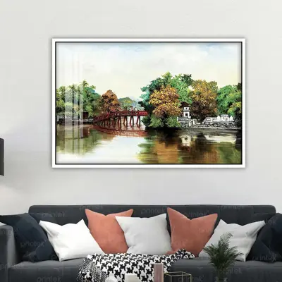 Tranh phong cảnh treo tường cầu Thê Húc, Hà Nội – MS4804
